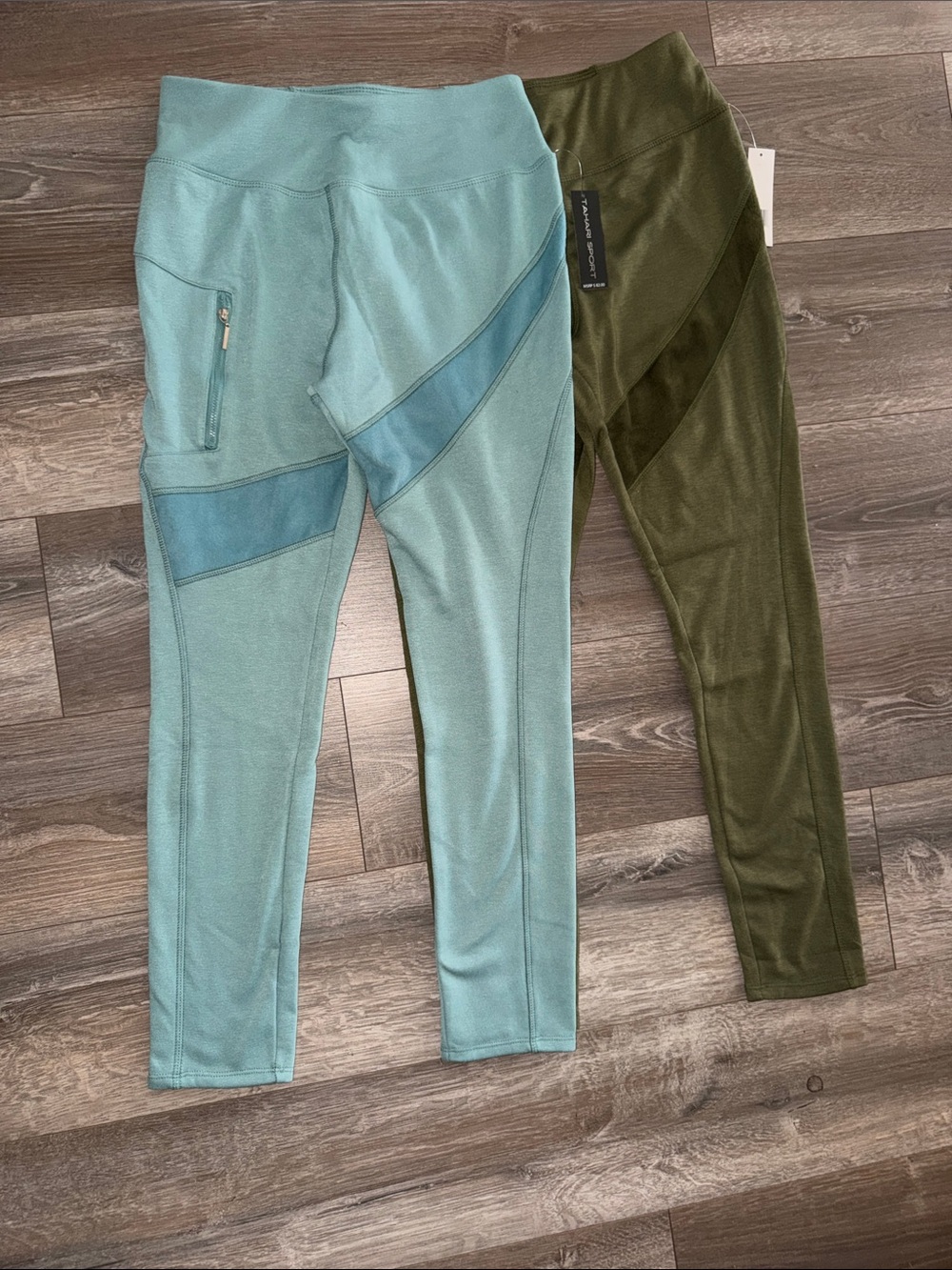 Tahari Light Teal and Olive Green Track Jogger Bundle